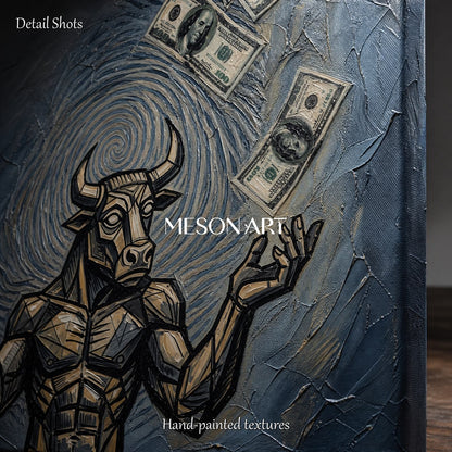 Black And Gold Surrealism Money Art Square Original Artist Hand Painted Contemporary Wall Decor For Living Room By Mesonart