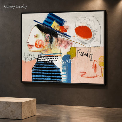Black And Blue Neo Expressionist Figurative Art Rectangular Canvas Wall Decor For Living Room By Mesonart