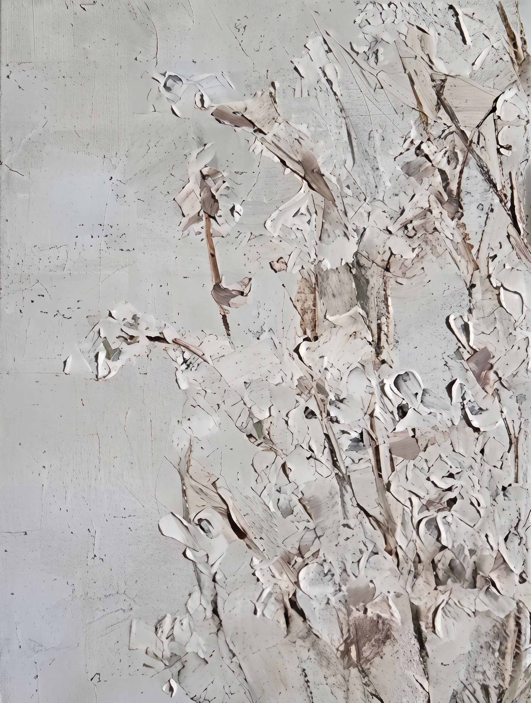 White And Gray Flowers Painting Rectangular Wall Art Original Artist Hand Painted Abstract Floral Decor For Living Room By Mesonart
