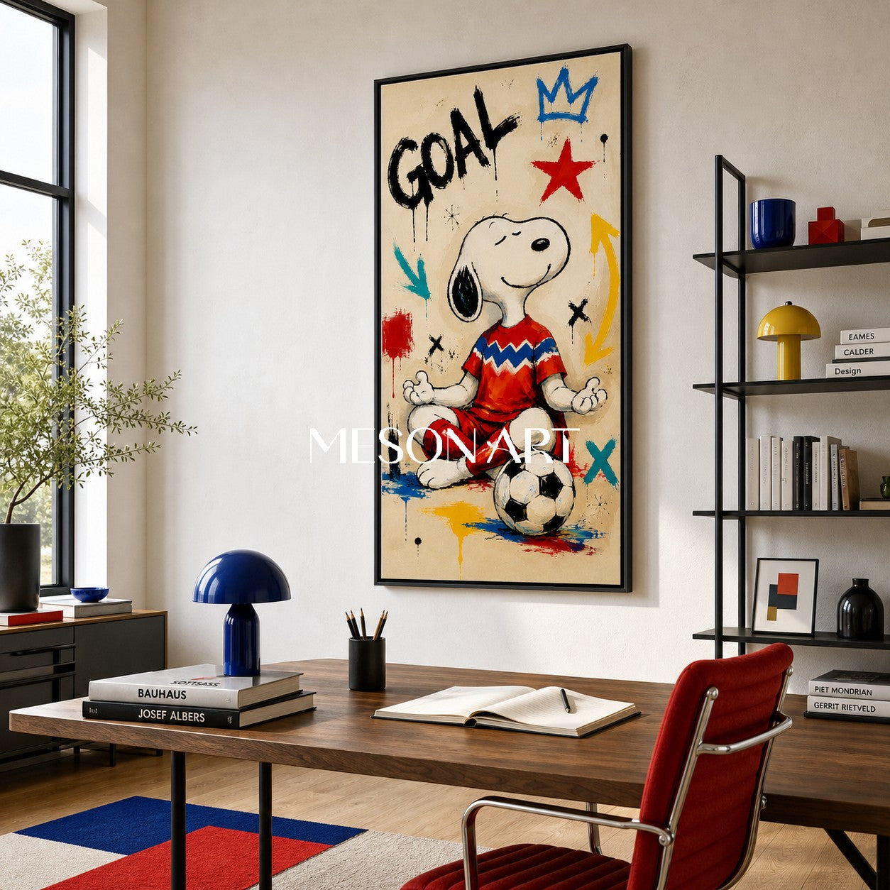 Snoopy Soccer Graffiti Art Print For Kids Room And Living Space With Bold Colors