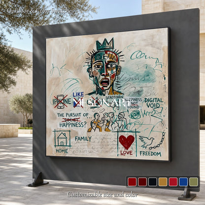 Original Basquiat Style Graffiti Art With Social Critique For Modern Home Decor