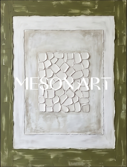 Green And White Minimalist Abstract Art Triptych For Modern Living Room Decor