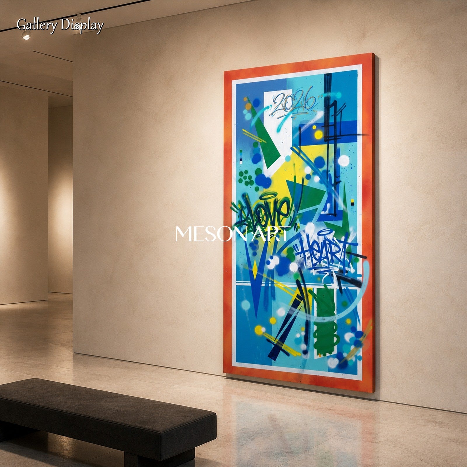 Blue Graffiti Art Wall Decor Panoramic Cool Banksy Style Original Artist Hand Painted By Mesonart
