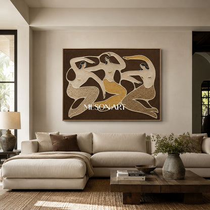 Abstract Figurative Art With Earth Tones For Contemporary Home Decor