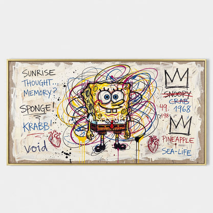 White And Yellow Pop Art Graffiti Cartoon Painting Panoramic Wall Art For Living Room By Mesonart