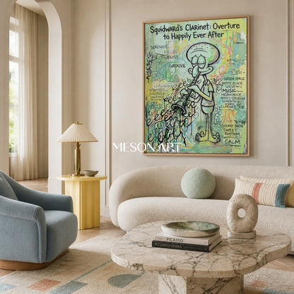 Green Pop Art Graffiti Cartoon Painting Rectangular Wall Art For Living Room By Mesonart