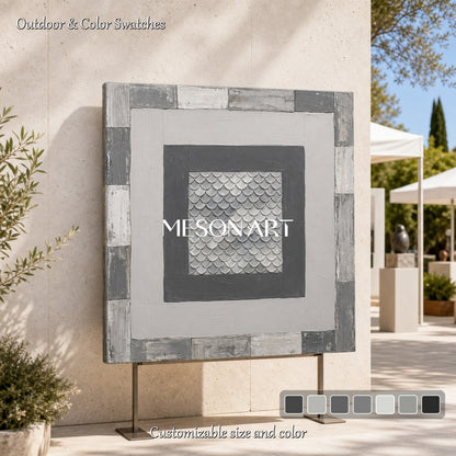 Gray Abstract Art Painting With Textured Relief For Art Deco Living Room Wall Decor