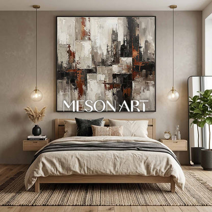 Abstract City Plaster Texture Art With Thick Impasto For Modern Living Room Decor