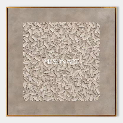 Gray And White Abstract Painting Square Textured Wall Art Modern Wabi Sabi Neutral Decor For Living Room By Mesonart