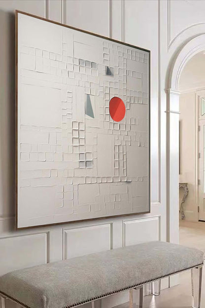 White Plaster Art White Minimalist Wall Painting White Abstract Texture Painting White Art on Canvas