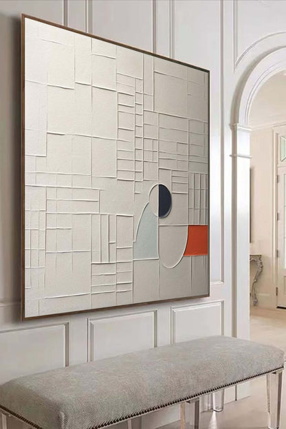 Large White Plaster Abstract Wall Art White Texture Wall Painting White Minimalist Canvas Wall Art