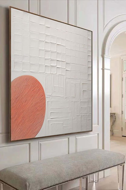 White 3D Textured Wall Painting White Canvas Minimalist Wall Art White Plaster Abstract Art Canvas