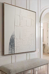 3D White Abstract Texture Art White Minimalist Wall Art Plaster Abstract Canvas Art Texture Wall Art