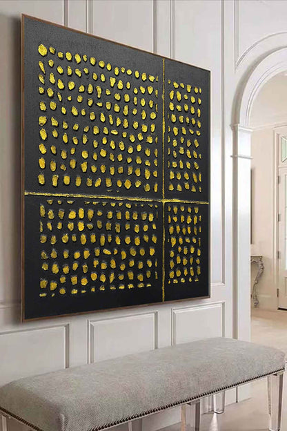 Black and Gold Abstract Canvas Wall Art Black and Gold Texture Painting Black and Gold Minimalist Art for Sale