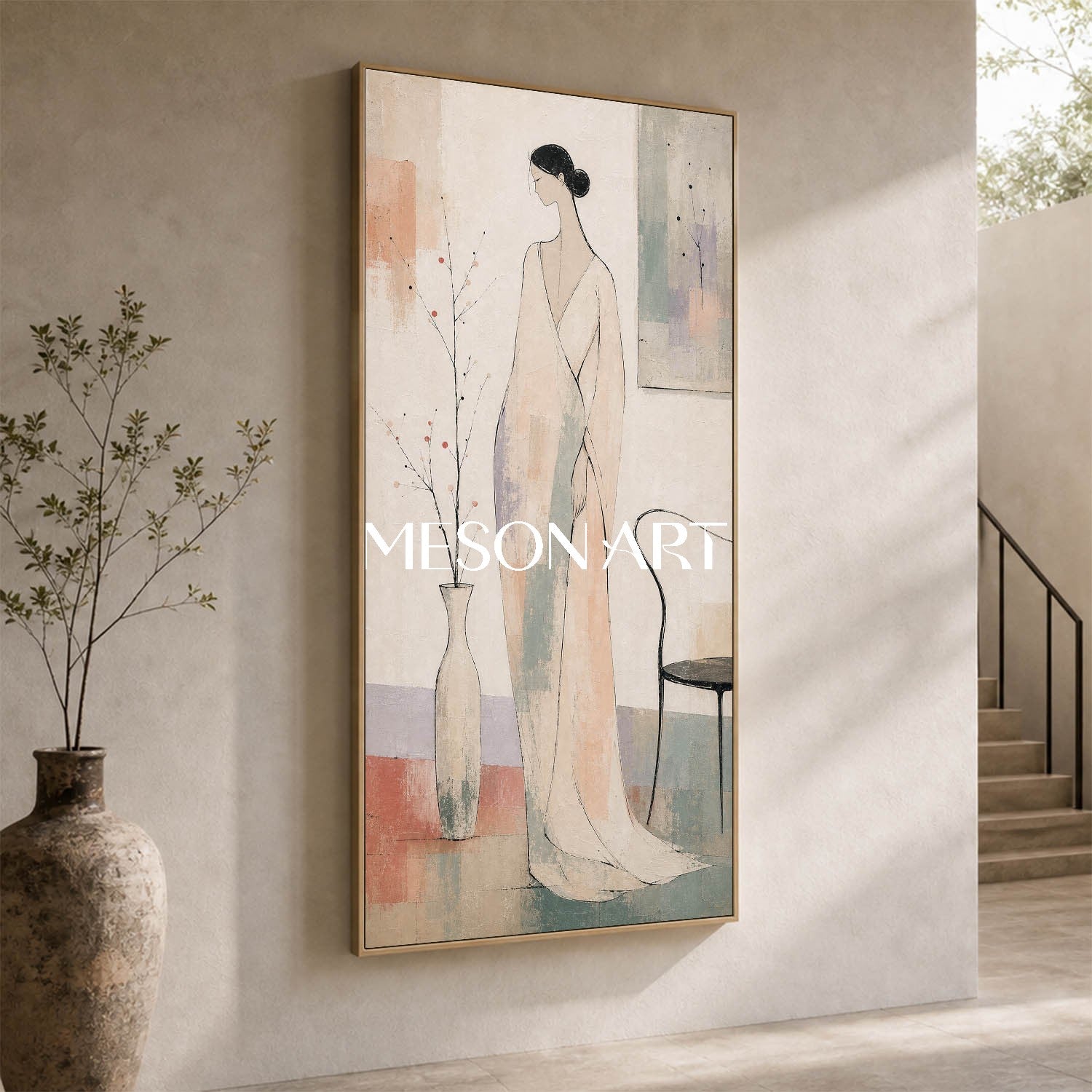 Minimalist Figure Painting Abstract Woman Art For Living Room And Bedroom Decor