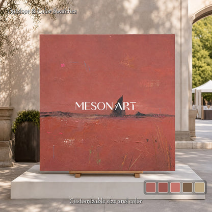 Pink Abstract Landscape Painting Minimalist Wall Art For Modern Living Room Decor