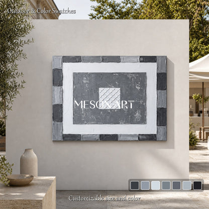 Gray White Abstract Art With Textured Relief For Modern Living Room Decor