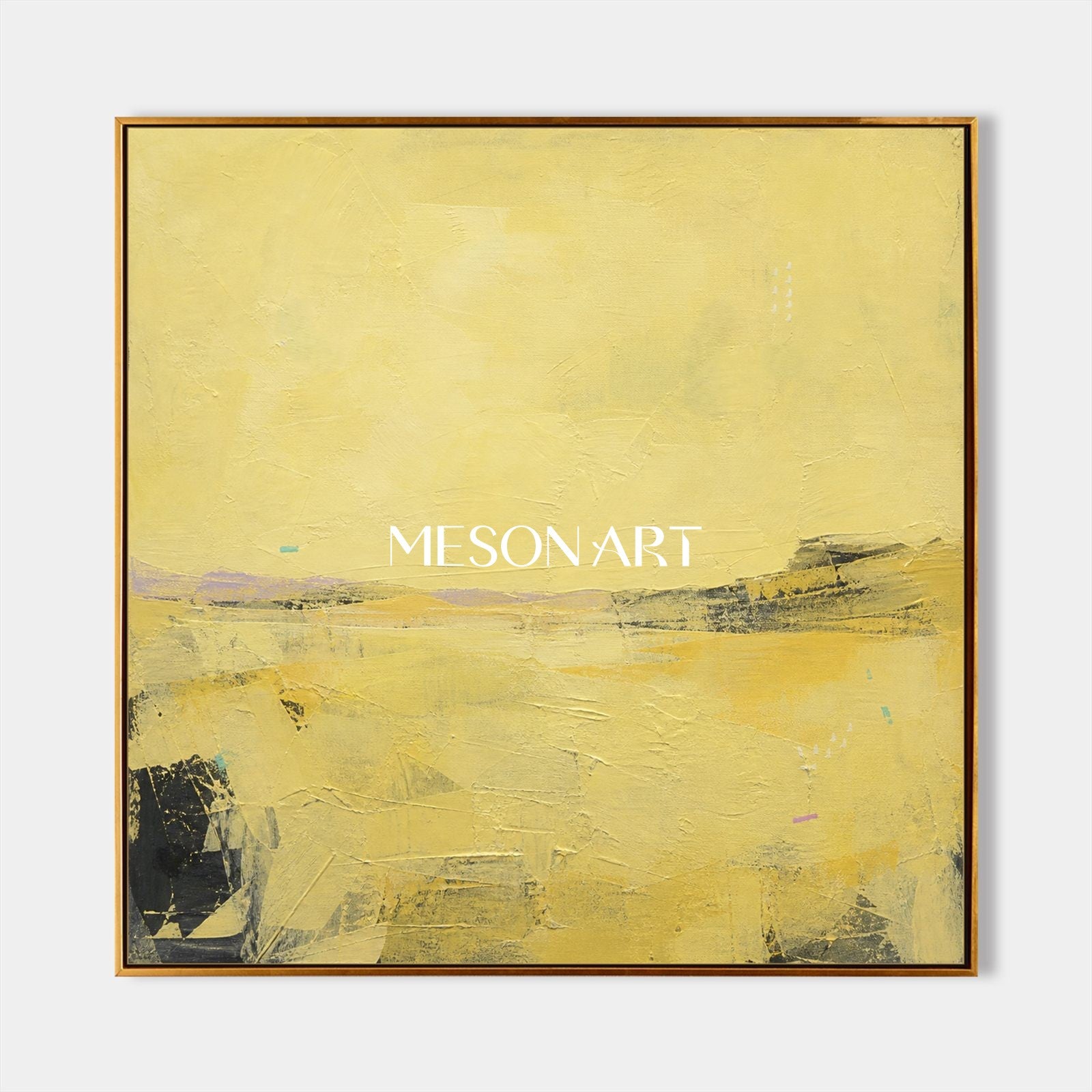 Large Gold Abstract Landscape Painting For Modern Living Room Wall Decor
