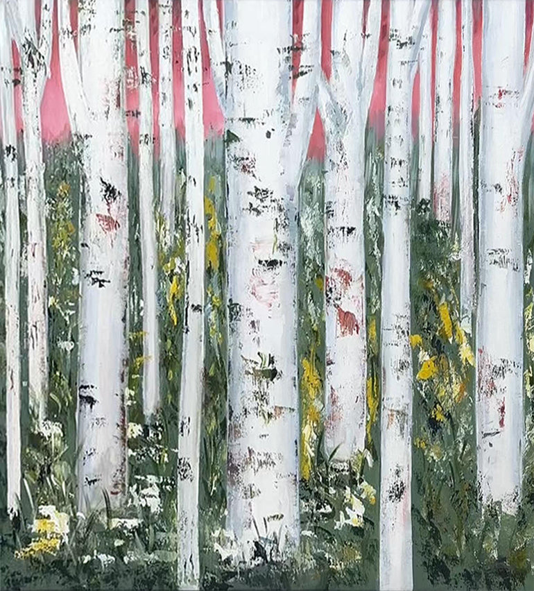 Large Birch Tree Wall Art Decor for Sale Birch Tree Texture Painting Birch Tree Art on Canvas