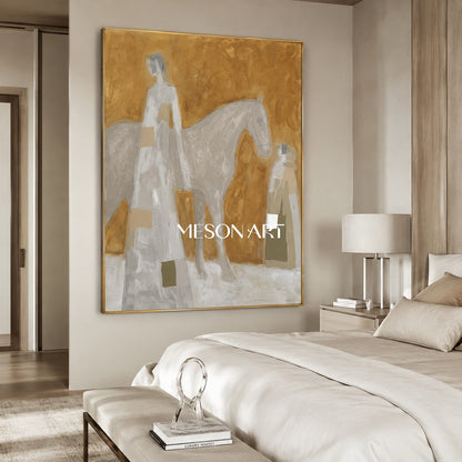 Minimalist Geometric Abstract Art In Earthy Gold Tones For Modern Home Decor