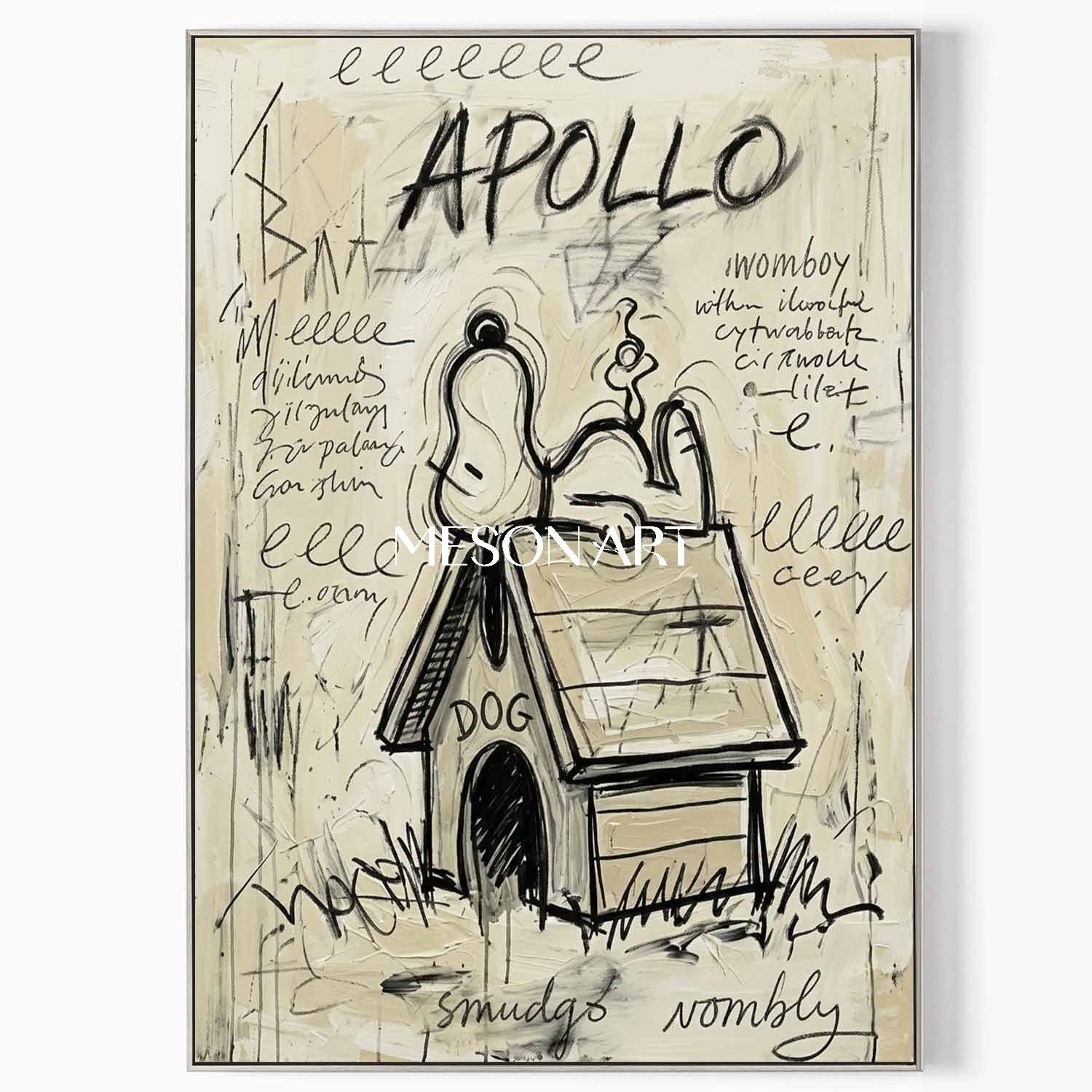 Street Art Snoopy Painting Kids Room Modern Office Console Table Canvas