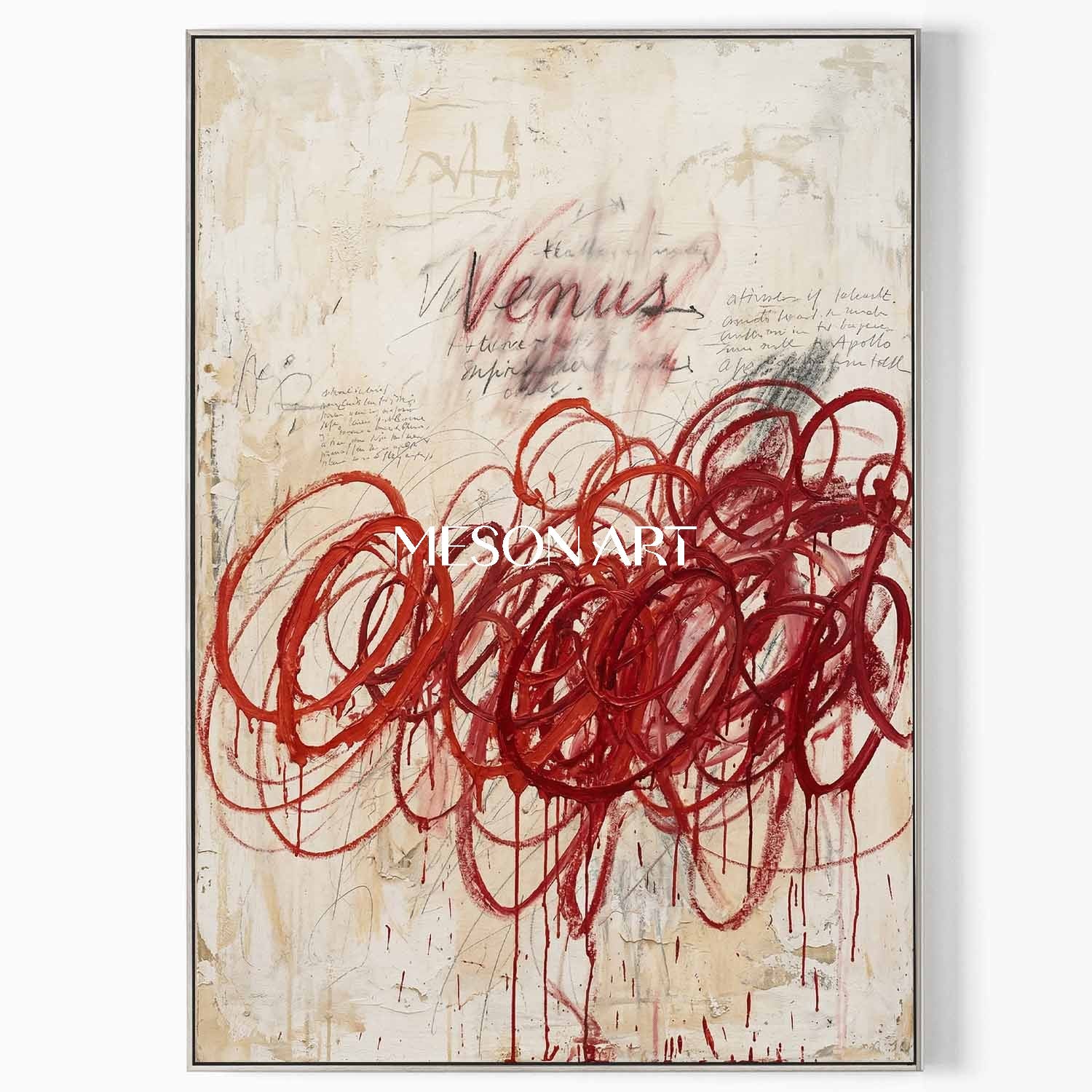 Original Crimson Bacchus Style Painting Large Abstract Expressionist Art