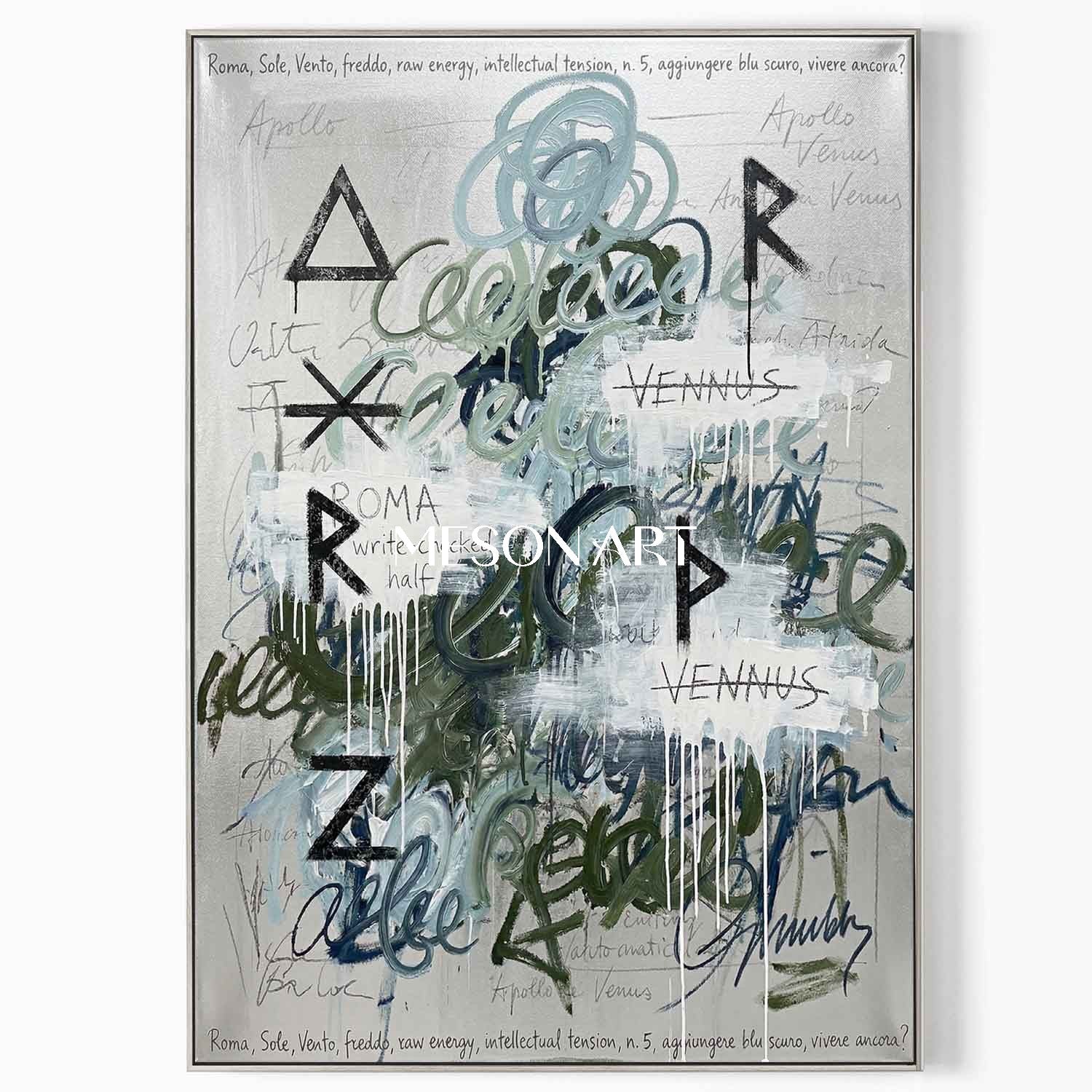 Large Abstract Symbol Graffiti Canvas Hand Painted Urban Art Hallway