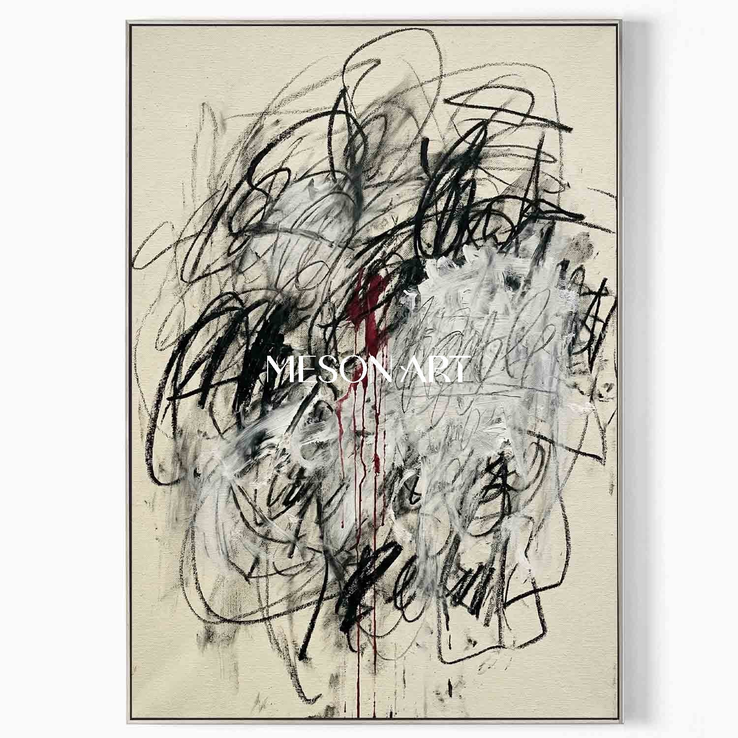 Minimalist Abstract Script Wall Art for High End Interiors Entryway