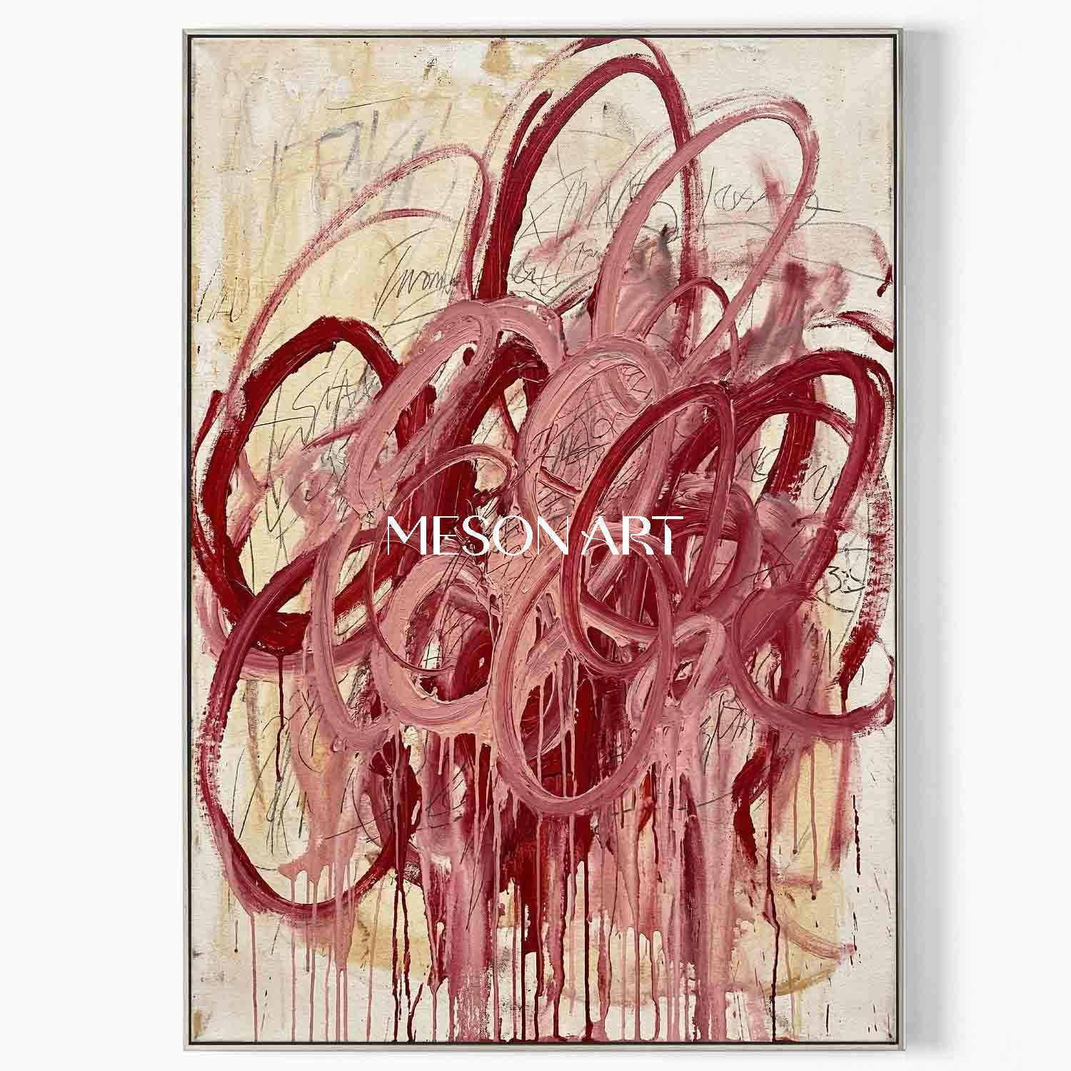 Original Crimson Bacchus Style Painting Large Abstract Expressionist Art