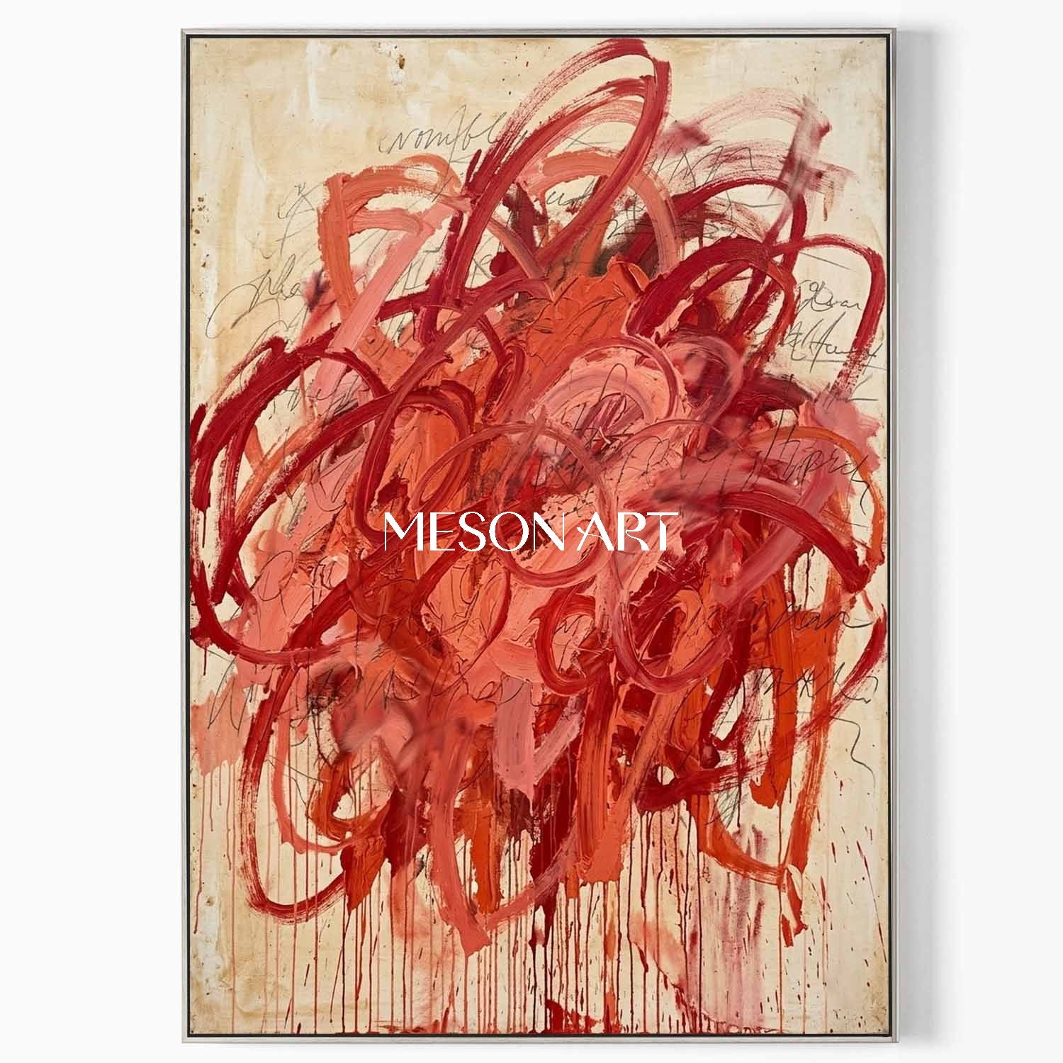 Bold Expressionist Wall Art Handmade Crimson Modern Canvas Entryway