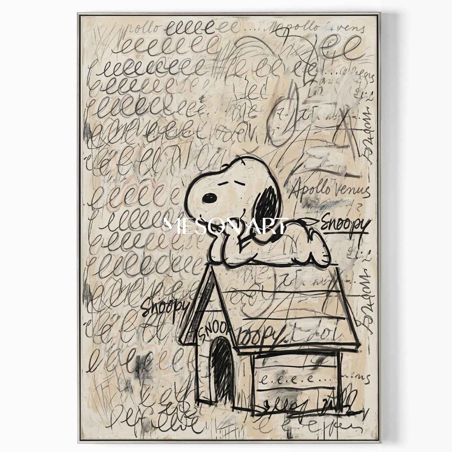 Handmade Snoopy Graffiti Painting Entryway Console Art Nursery Canvas