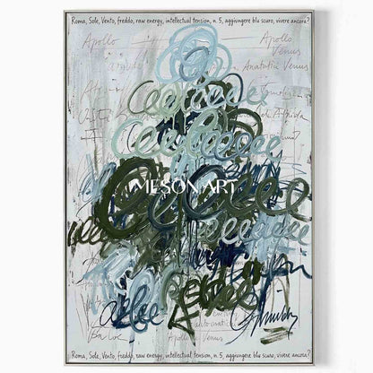 Original Graffiti Abstract Scribble Oil Painting Modern Office Decor 