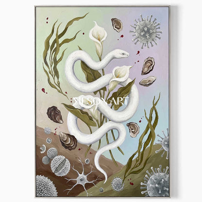 Original Surrealist Oil Painting Hand Painted Calla Wall Art Above Couch Decor