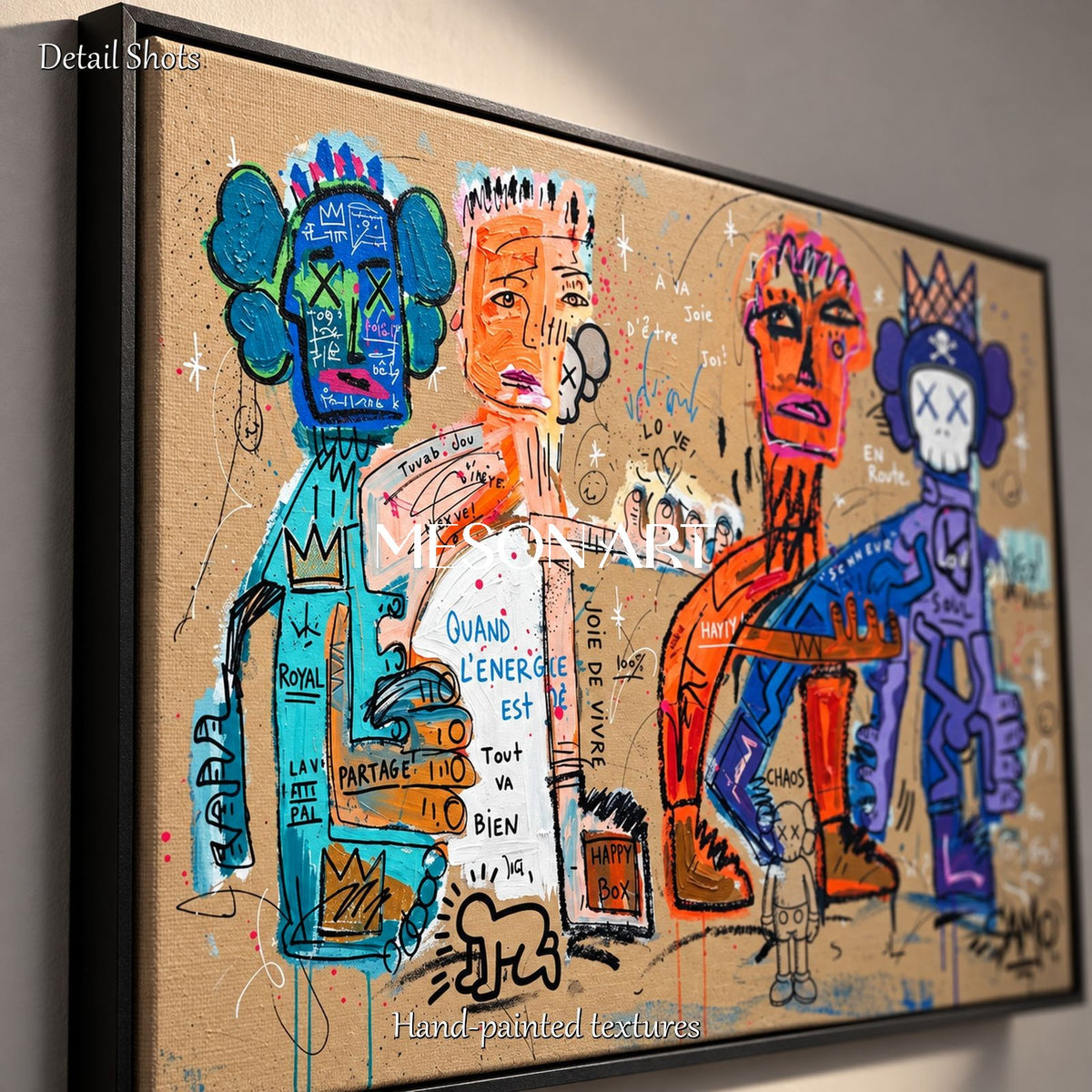 Orange And Blue Modern Graffiti Art Rectangular Wall Decor Original Artist Hand Painted By Mesonart
