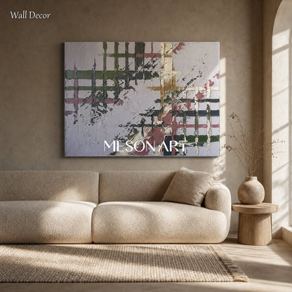 Minimalist Geometric Abstract Art With Textured Relief For Modern Living Room Decor