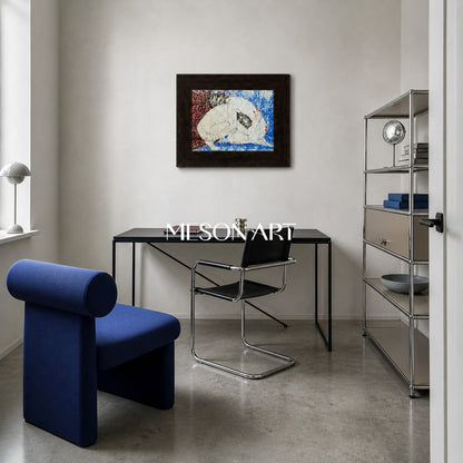 Modern Abstract Painting With Red And Blue Textures For Contemporary Living Room Decor