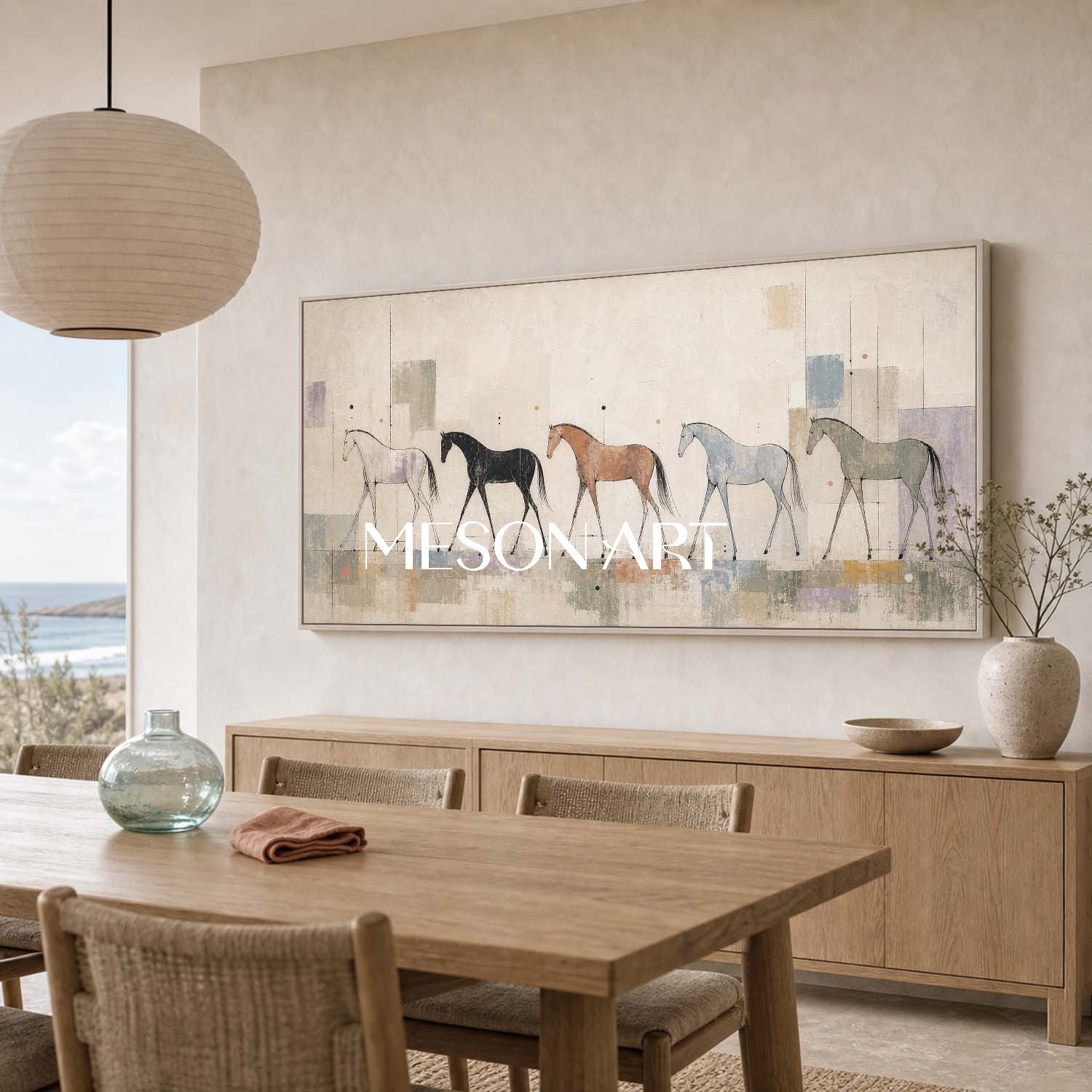 Abstract Horse Painting Minimalist Animal Art For Modern Living Room Decor