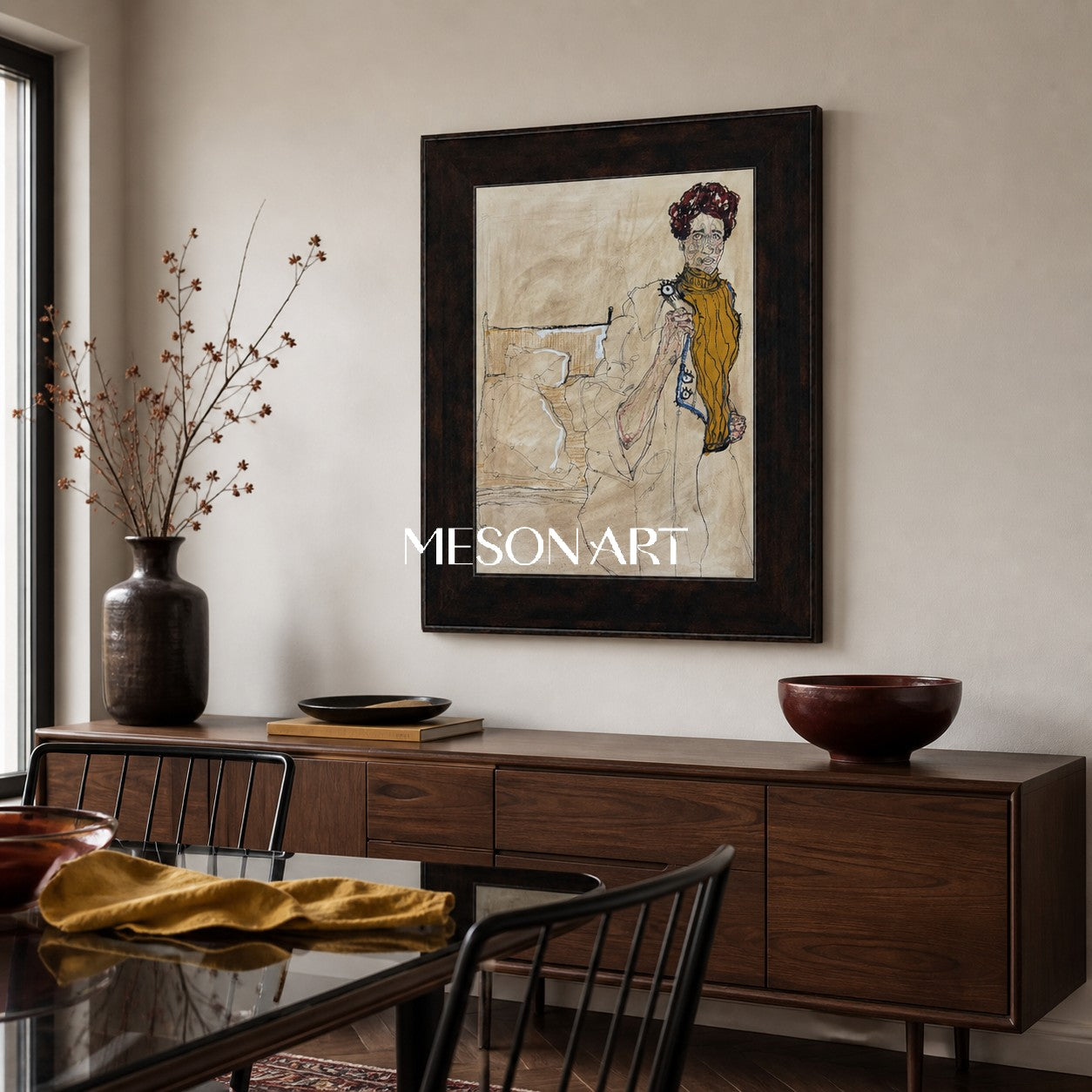 Brown And Gold Expressionist Art Rectangular Gallery Wall Decor Original Artist Hand Painted By Mesonart