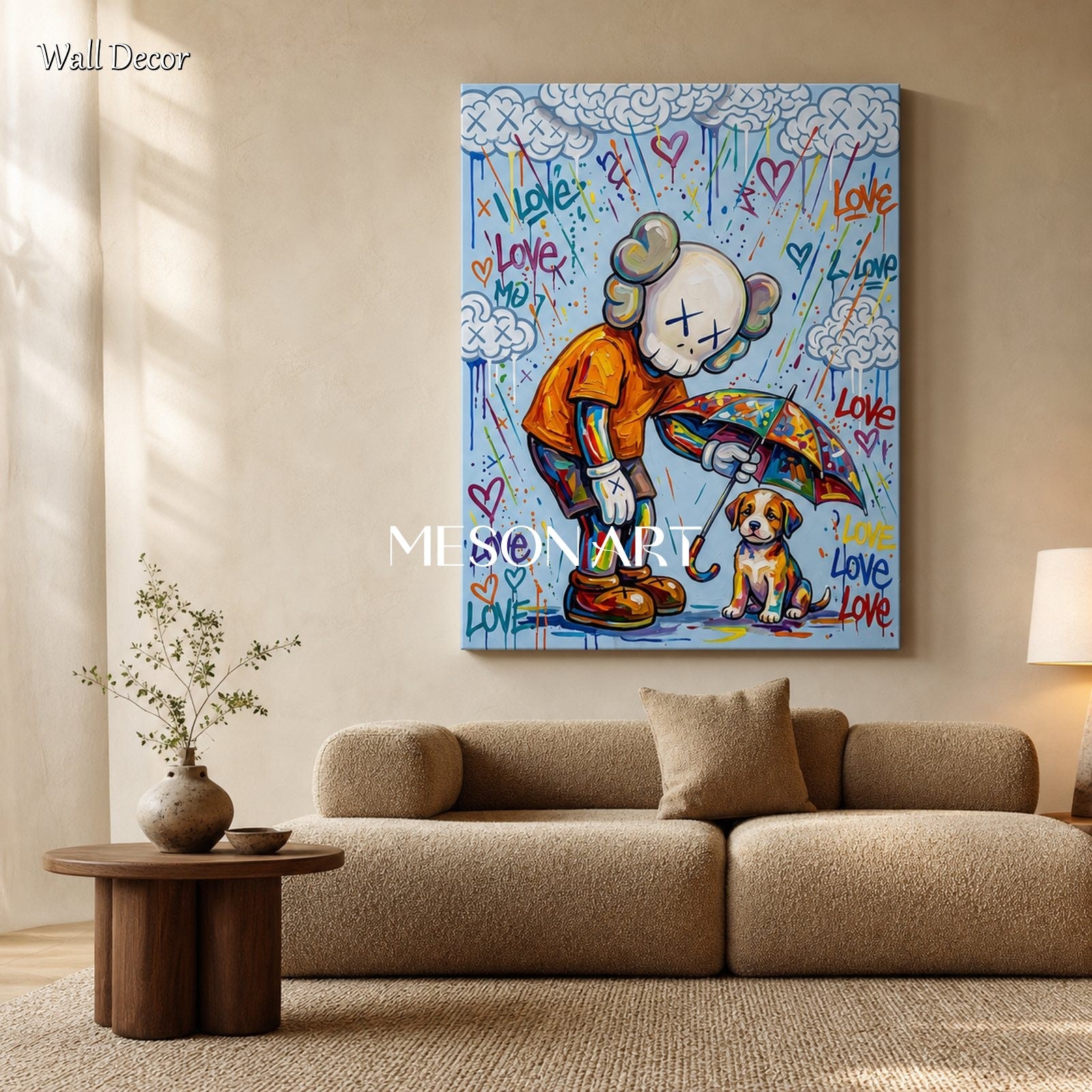 Vibrant Graffiti Art Painting With Love Theme For Modern Living Rooms And Kids Spaces