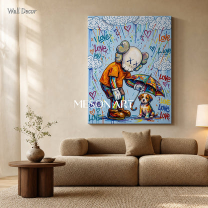 Vibrant Graffiti Art Painting With Love Theme For Modern Living Rooms And Kids Spaces