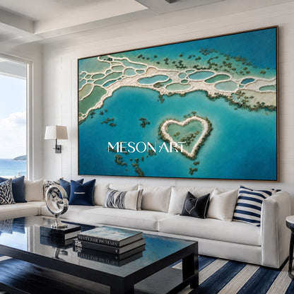 Turquoise Heart Lagoon Art For Coastal Living Rooms And Bedrooms With Spa Like Calm