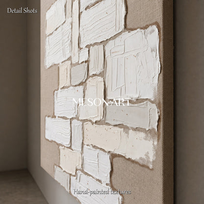 Minimalist Geometric Abstract Painting With Textured Relief For Modern Living Room Decor