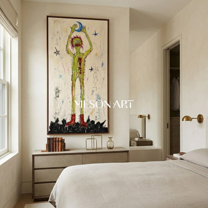 Unique Pop Art Graffiti Painting With Whimsical Characters For Modern Living Room Decor