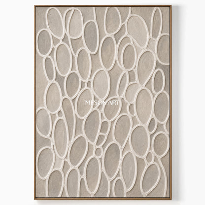 Sculptural Plaster Texture Art With Biomorphic Cells For Japandi Living Room Decor