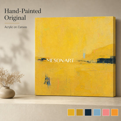 Golden Yellow Abstract Art For Living Room Entryway Minimalist Wall Decor