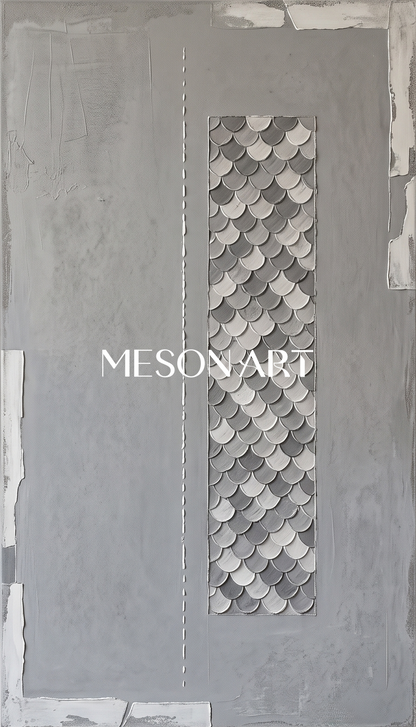 Large Gray White Textured Wall Art Diptych Abstract Geometric Painting For Living Room