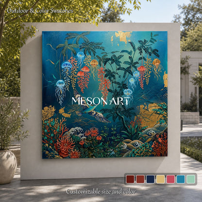 Contemporary Ukiyo-e Ocean Art With Gold Leaf For Living Room Decor
