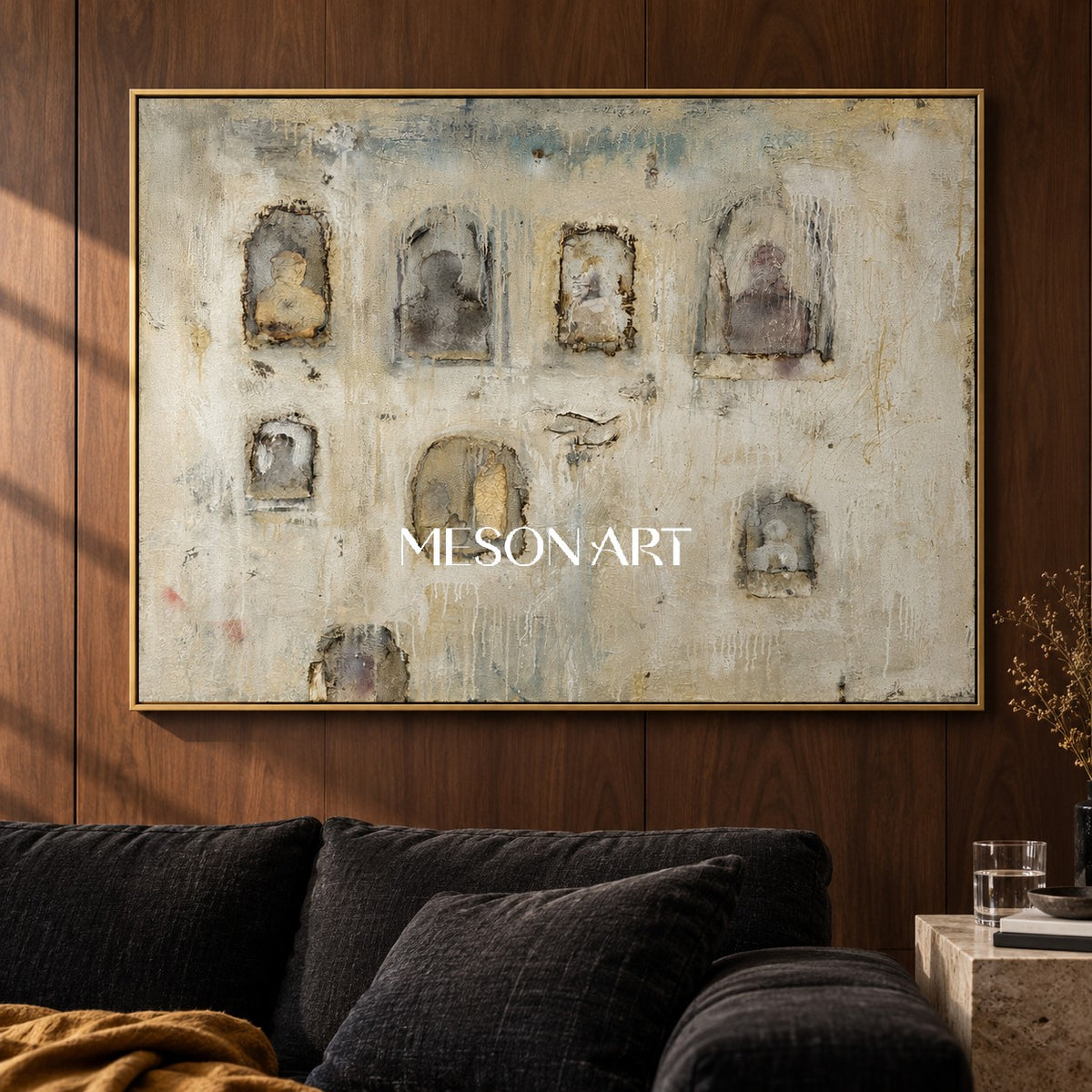 Neutral And Gray Abstract Painting Original Artist Hand Painted Mixed Media Textured Wall Art For Living Room By Mesonart