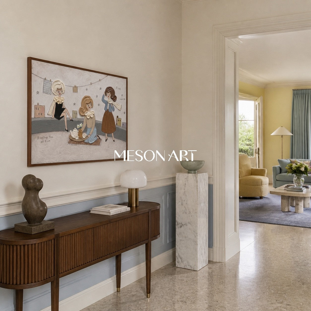 Textured Pop Art Painting With Retro Fashion Girls For Modern Living Room Decor