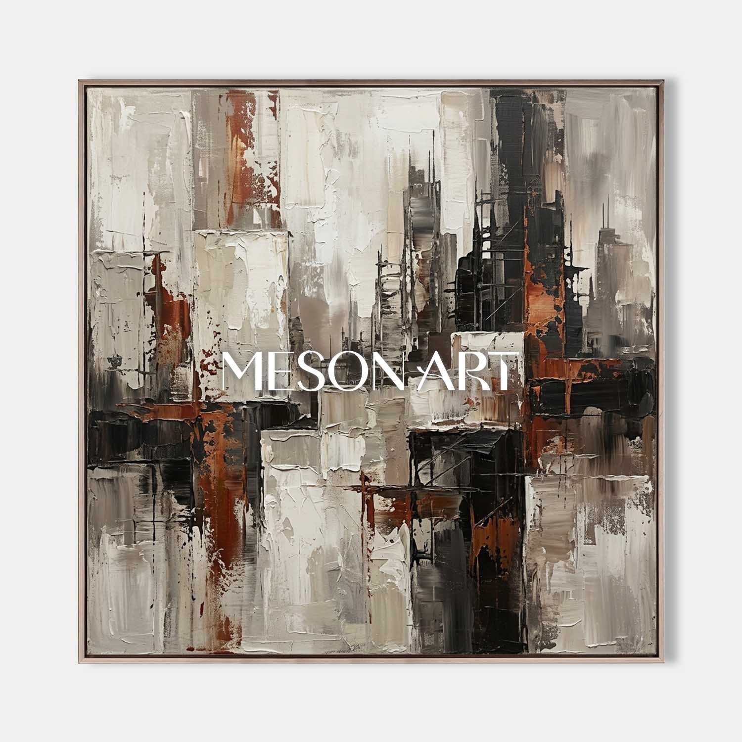 Abstract City Plaster Texture Art With Thick Impasto For Modern Living Room Decor